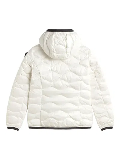 Blauer Gesteppte Kapuzenjacke In White