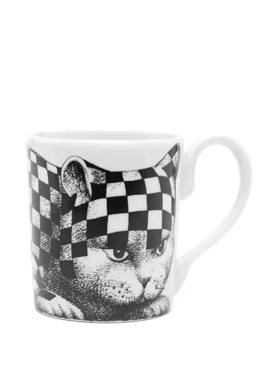 Fornasetti High Fidelity Quadrettato Mug (11.5cm X 8cm) In White