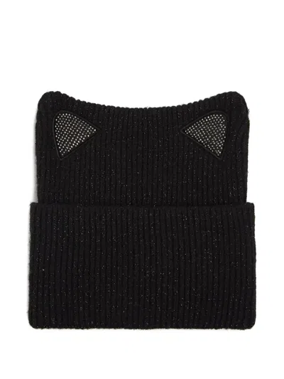 Karl Lagerfeld Beanie Mit Katzenohren In Black