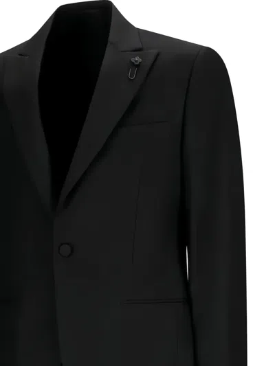 Lardini Cotton Single-button Suit In Black