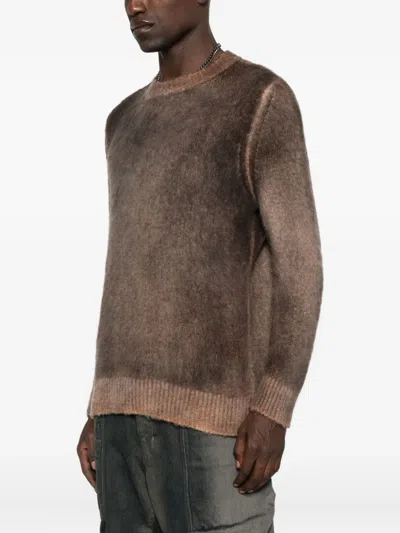 Avant Toi Brushed Crew-neck Sweater In Brown