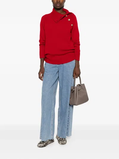 Zadig & Voltaire High-neck Button-detail Sweater In Red