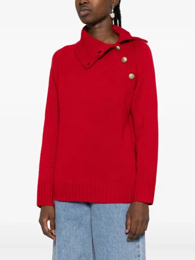 Zadig & Voltaire High-neck Button-detail Sweater In Red
