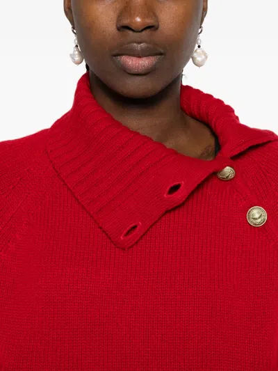 Zadig & Voltaire High-neck Button-detail Sweater In Red