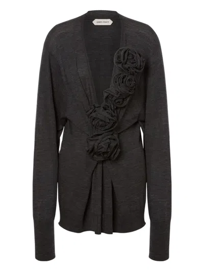 Alberta Ferretti Alberta Ferreti Sweater In Merino Wool With Floral Embroidery In Black