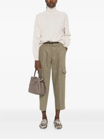 Peserico Diamond-pattern Turtleneck Sweater In Neutral