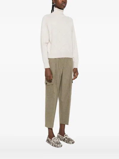 Peserico Diamond-pattern Turtleneck Sweater In Neutral