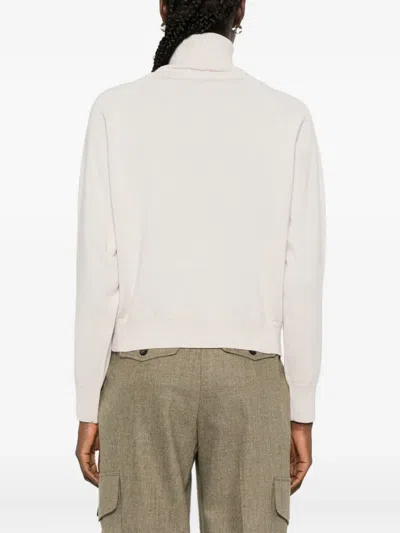 Peserico Diamond-pattern Turtleneck Sweater In Neutral