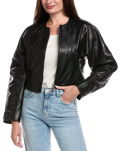 Helmut Lang Articulated Leather Biker Jacket In Black