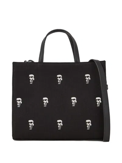 Karl Lagerfeld Tote Bag Mit Kleinem Ikonen-print In Black