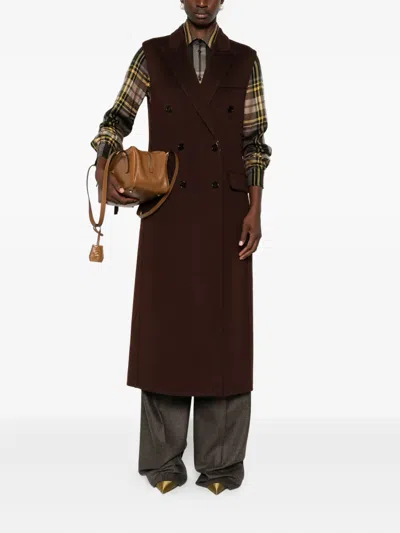Gucci Sleeveless Coat In Brown