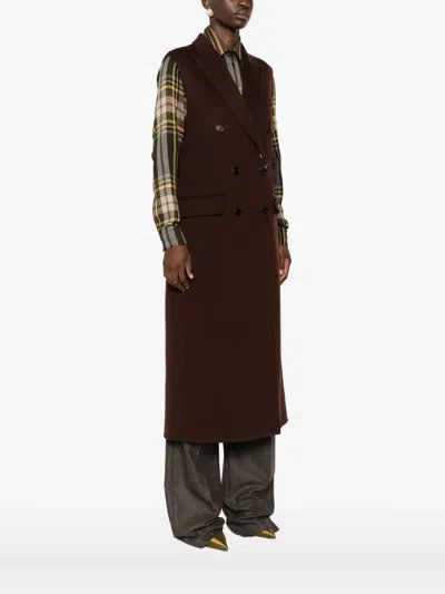 Gucci Sleeveless Coat In Brown