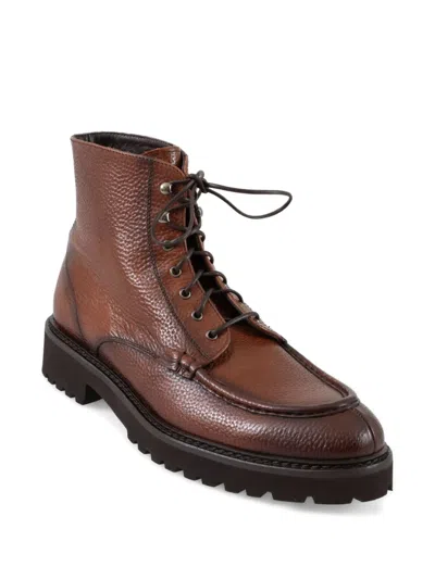 Calce Schnürstiefel Aus Strukturiertem Leder In Brown