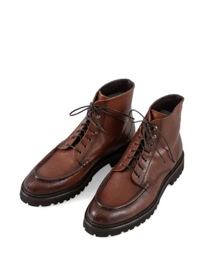 Calce Schnürstiefel Aus Strukturiertem Leder In Brown