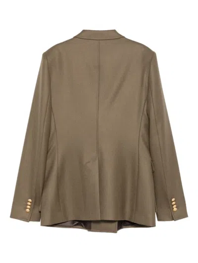 Tagliatore Wool Double-breasted Jacket Featuring Back Vent In Brown