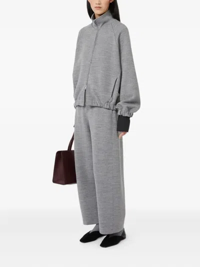 Max Mara Double Jersey Wool And Cotton Sweatshirt In Gray