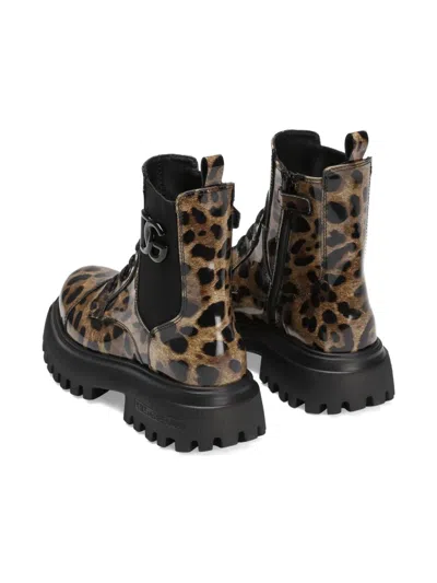 Dolce & Gabbana Leopard-print Lace-up Boots In Animal Print
