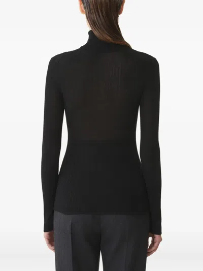 Lanvin Merino Wool And Silk Turtleneck Sweater In Black