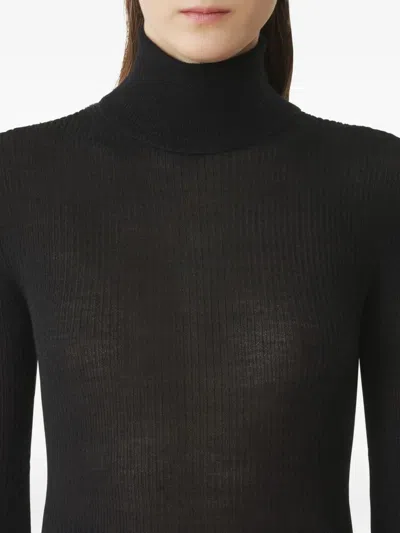 Lanvin Merino Wool And Silk Turtleneck Sweater In Black