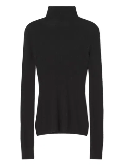 Lanvin Merino Wool And Silk Turtleneck Sweater In Black