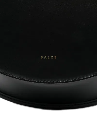Salce Half-moon Calf Leather Shoulder Bag In Black