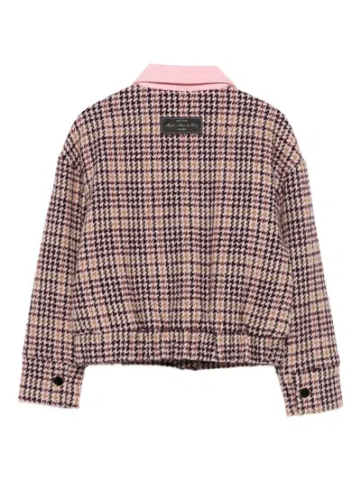 Msgm Houndstooth-pattern Jacket In Pink
