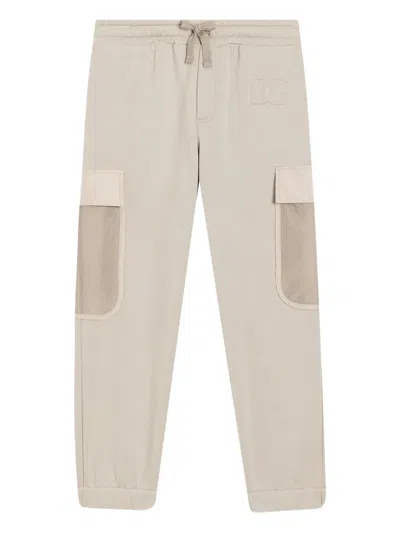 Dolce & Gabbana Mesh-pocket Drawstring Trousers In Neutral