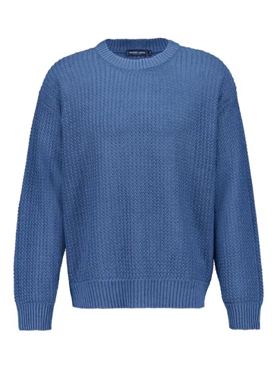 Frescobol Carioca Jardim Knit Crewneck Sweater In Denim Blue