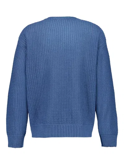 Frescobol Carioca Jardim Knit Crewneck Sweater In Denim Blue