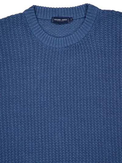 Frescobol Carioca Jardim Knit Crewneck Sweater In Denim Blue