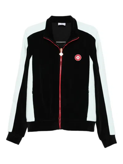 Casablanca High Collar Sweatshirt Featuring Contrast Panels In Black