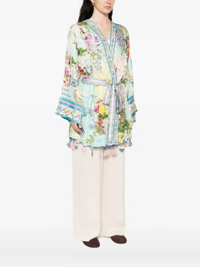 Camilla Floral-print Wrap Cape In Multi
