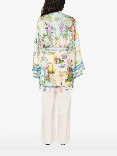 Camilla Floral-print Wrap Cape In Multi
