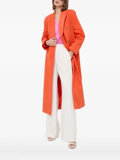 Notes Du Nord Buttoned Double-breasted Coat In Orange