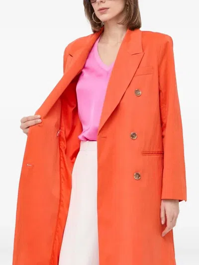 Notes Du Nord Buttoned Double-breasted Coat In Orange