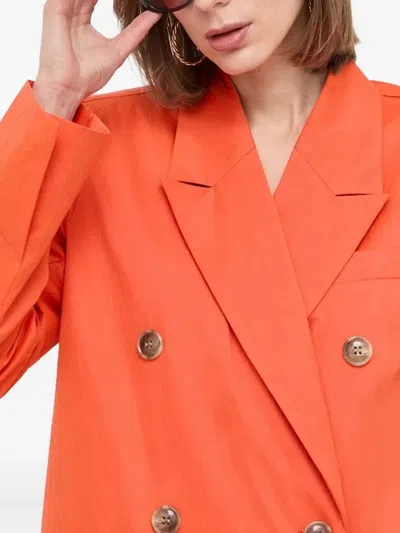 Notes Du Nord Buttoned Double-breasted Coat In Orange