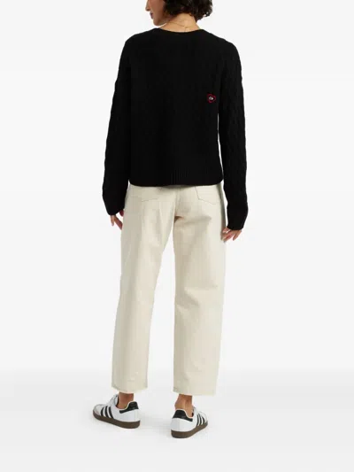 Chinti & Parker X Peanuts Snoopy-motif Cable-knit Sweater In Black