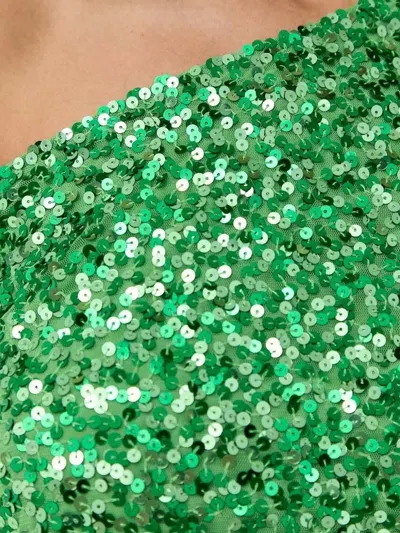 Notes Du Nord One-shoulder Sequin-embellished Blouse In Green