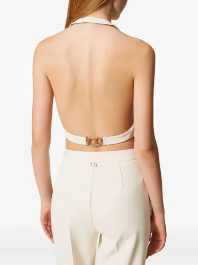 Twinset Short Sleeveless Vest With Pointed Hem In White