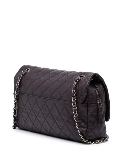 Pre-owned Chanel 2012 Jumbo Quilted Caviar Easy Flap Shoulder Bag In Purple