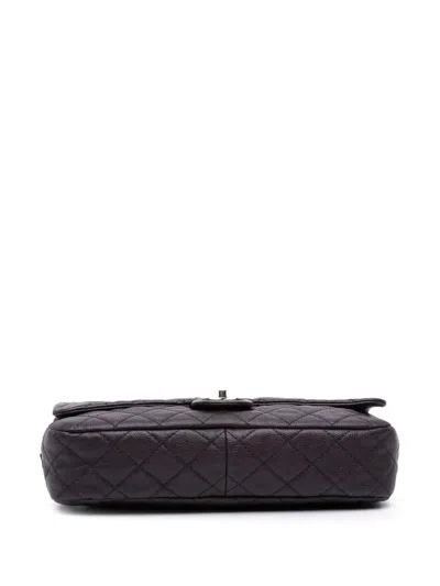 Pre-owned Chanel 2012 Jumbo Quilted Caviar Easy Flap Shoulder Bag In Purple