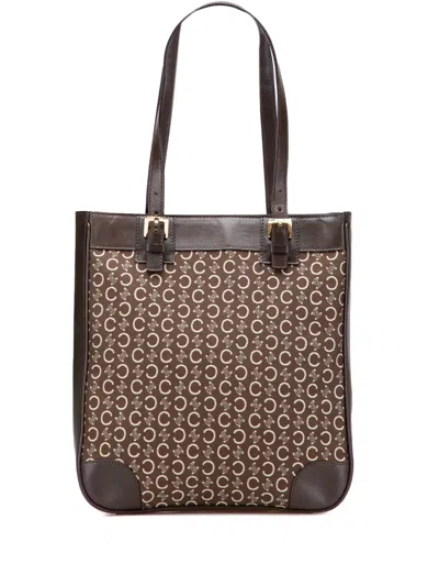 Pre-owned Celine 2000 C Macadam Canvas Tote Bag In Brown
