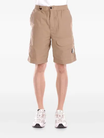 C.p. Company Mid-thigh Length Relaxed Fit Shorts With Functional Pockets In Neutral