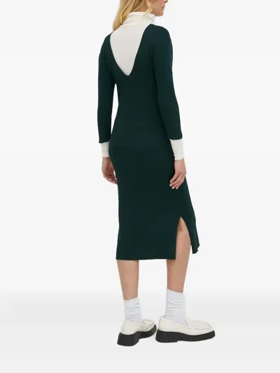 Bruuns Bazaar Ribbed Side-split Midi Dress In Green