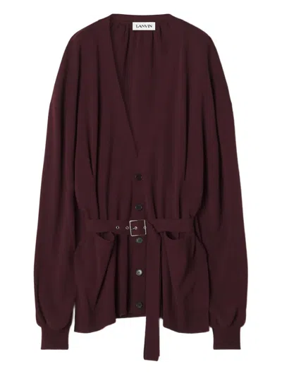 Lanvin Wool And Cashmere Oversized Cardigan In Burgundy
