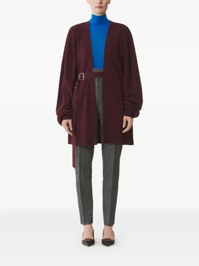 Lanvin Wool And Cashmere Oversized Cardigan In Burgundy