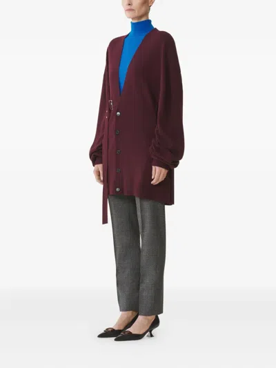 Lanvin Wool And Cashmere Oversized Cardigan In Burgundy