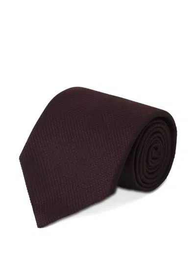 Lanvin Plain Silk Pique Tie In Black