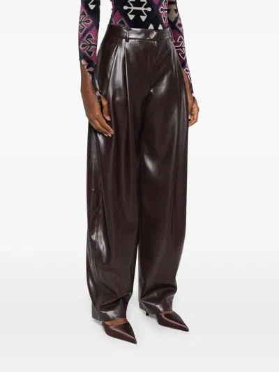 The Andamane Maxi Flare Vegan Leather Trousers In Purple