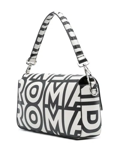 Pre-owned Fendi 2000-2010 Marc Jacobs Nappa Vitello King Logo Print Baguette Satchel In White